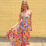 floral abstract colorful maxi dress