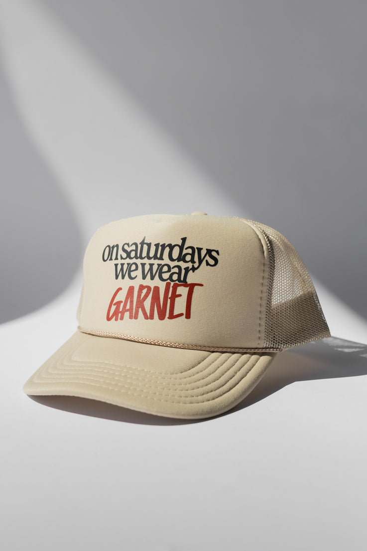 on saturdays we wear garnet hat