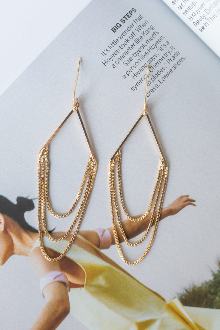gold dangle chain earring