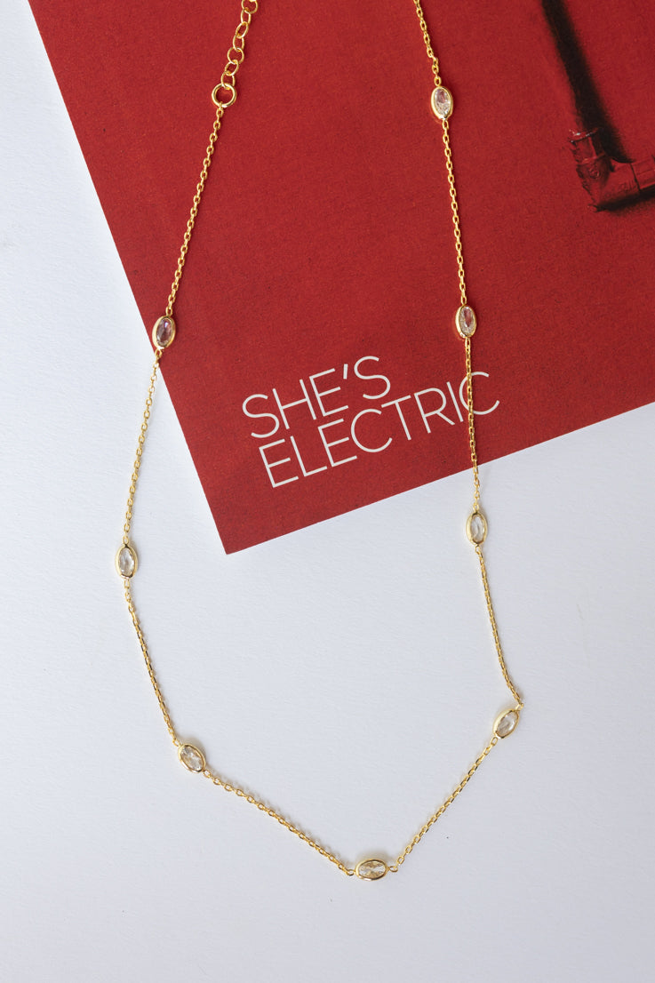 gold rhinestone plated necklace