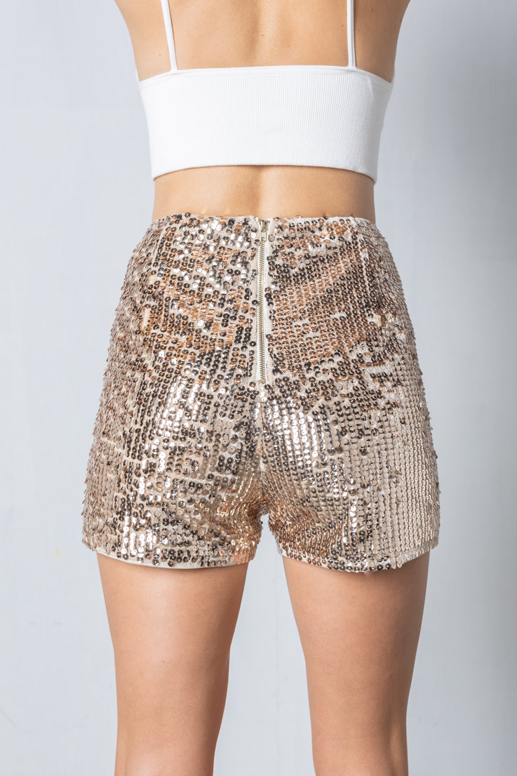gold sequin shorts