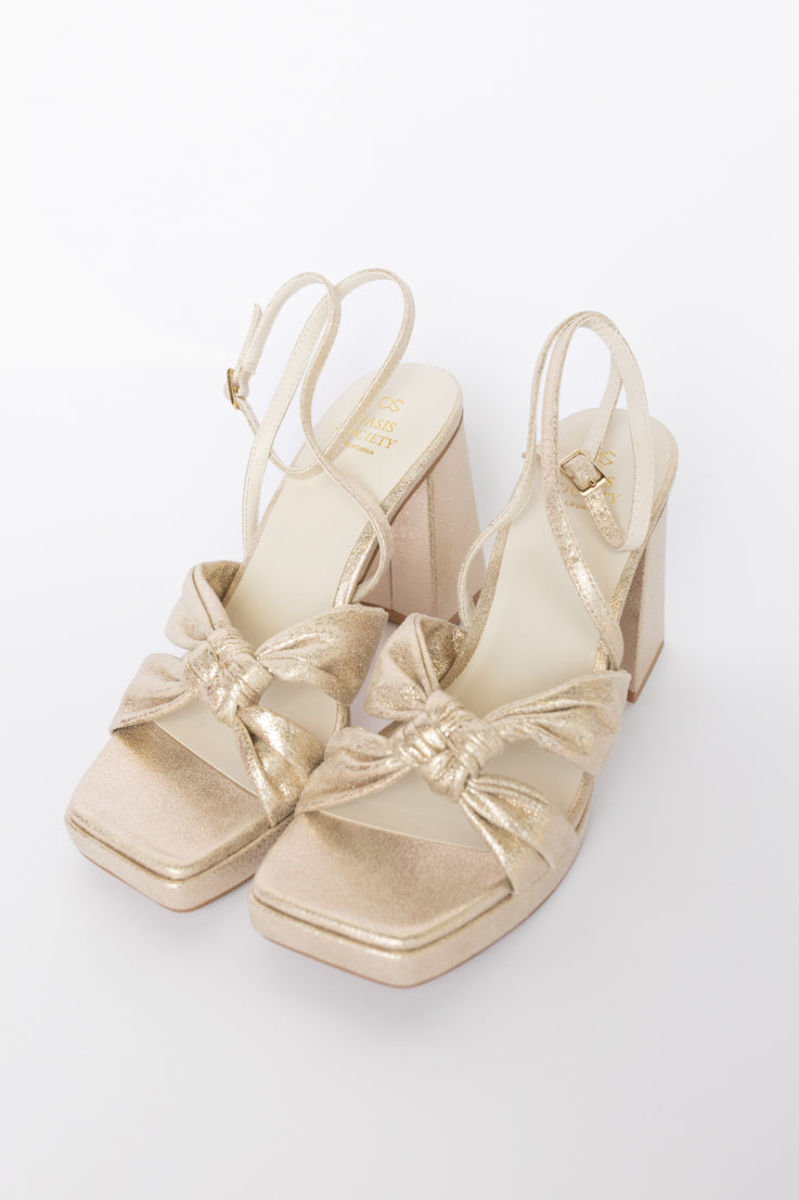 gold shimmery heels