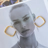 gold square hoop earring