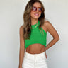 green knit crop tank