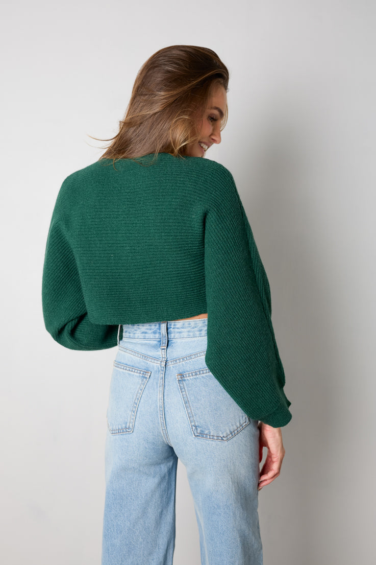 green cropped sweater