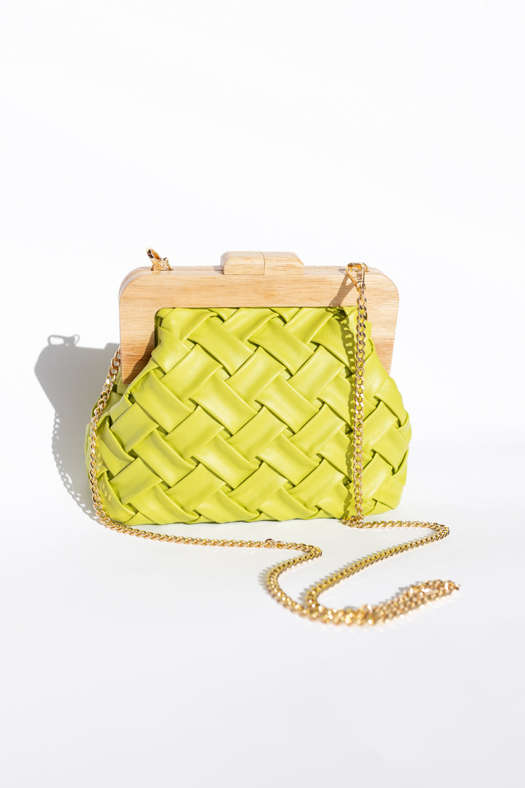 green faux leather bag