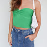 green strapless bandeau top