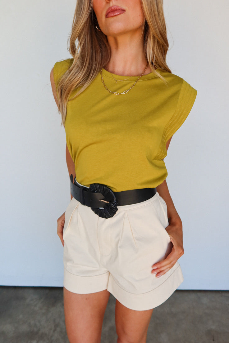green wide strap top