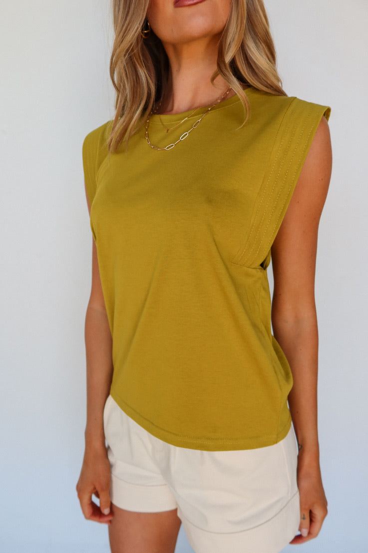 green wide strap top