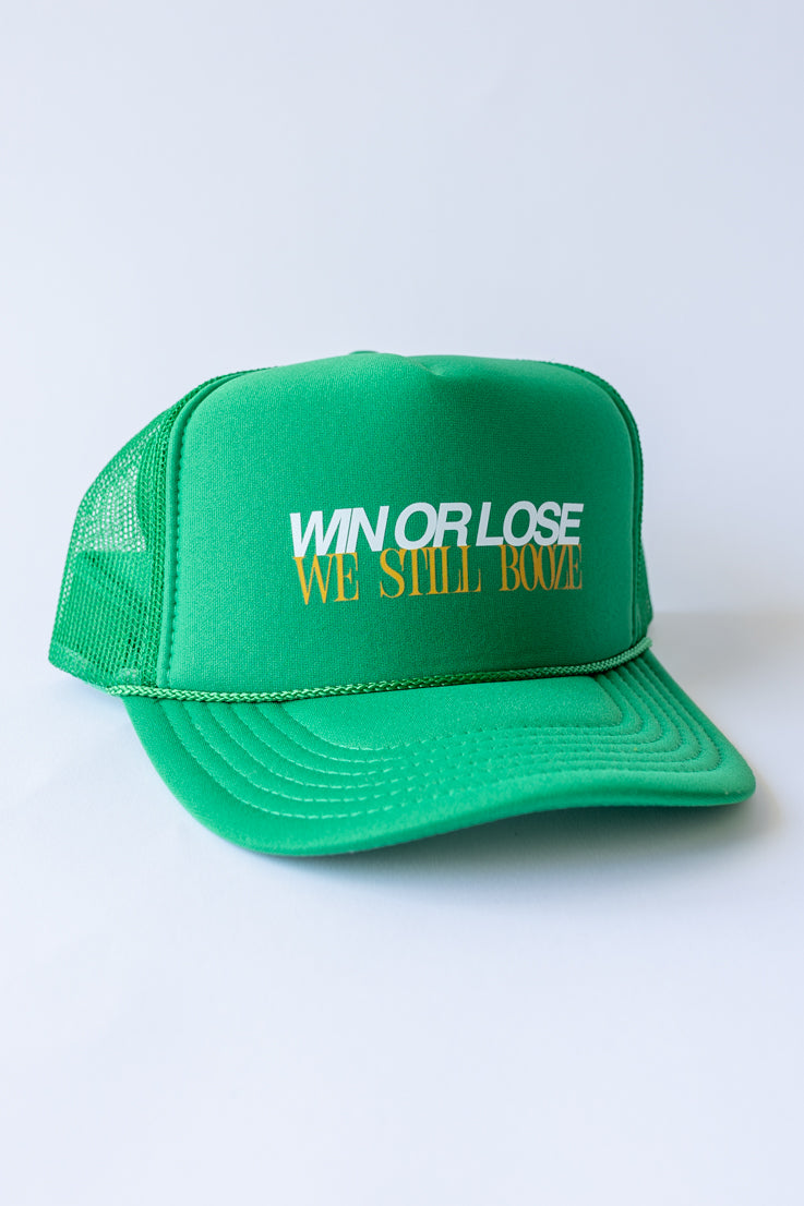 green win or lose graphic hat