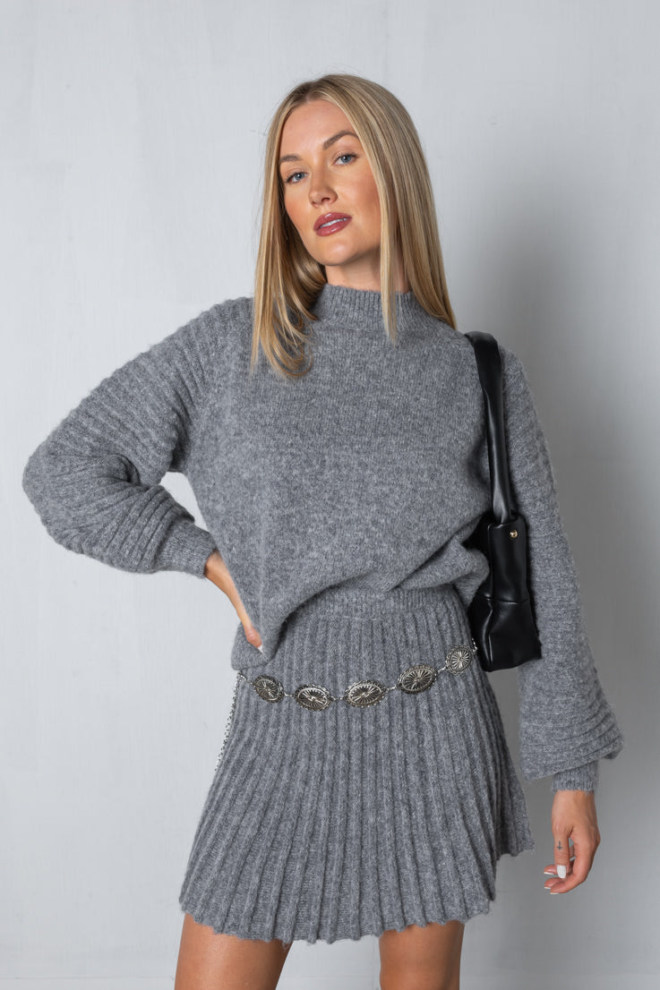 grey sweater set top