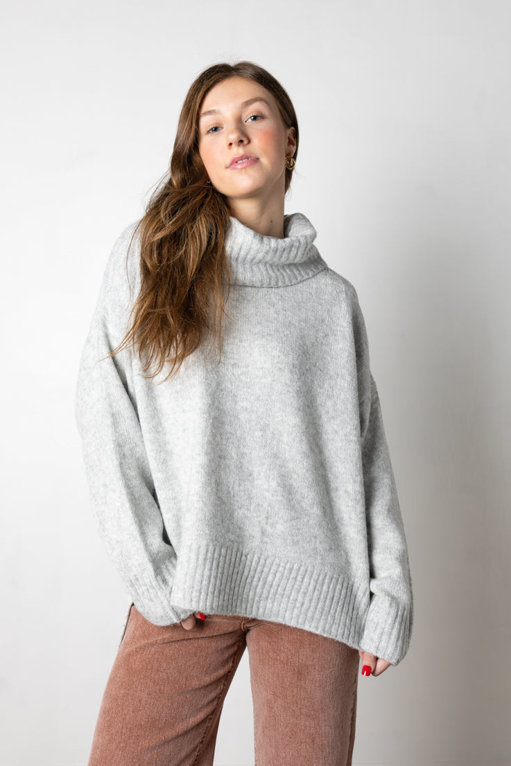 grey turtleneck sweater