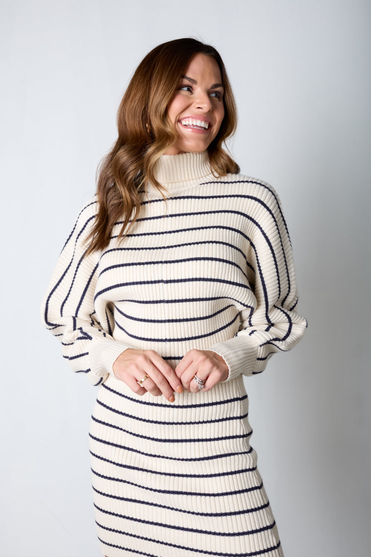 ivory and navy stripe sweater
