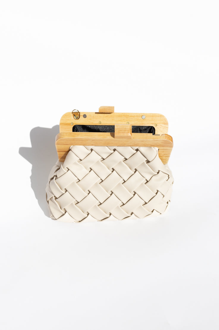 ivory faux leather bag