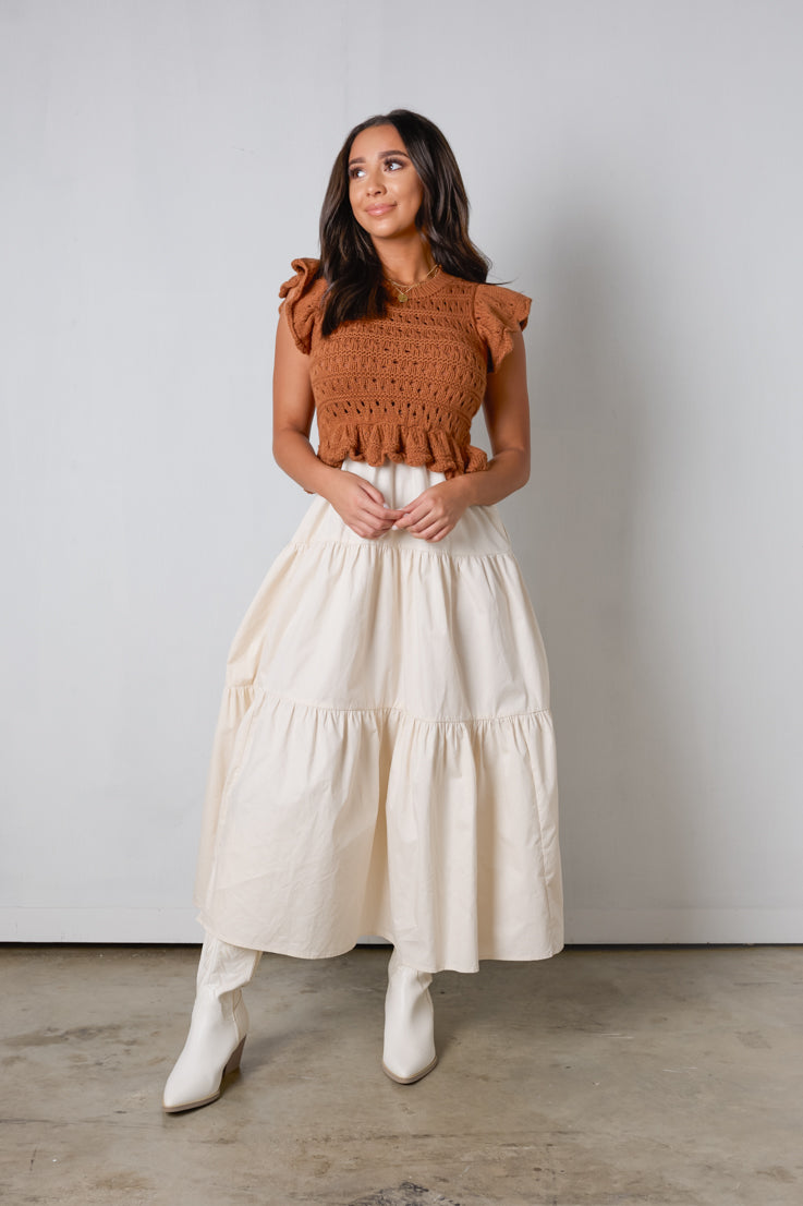 brown cotton maxi dress