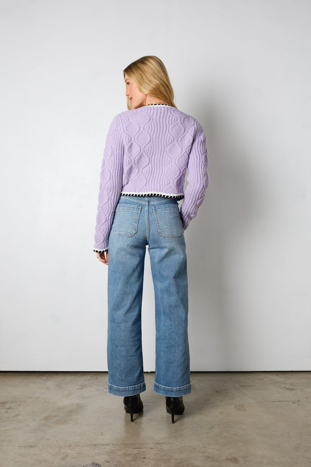 lavender chunky knit cardigan