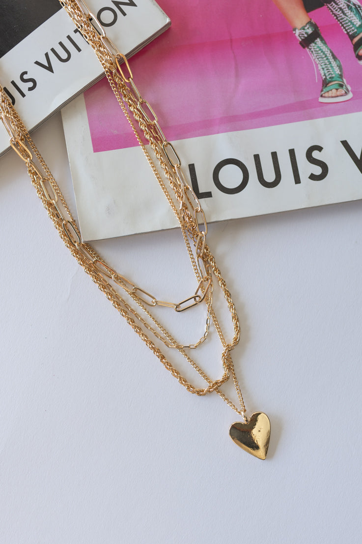 layred gold heart necklace