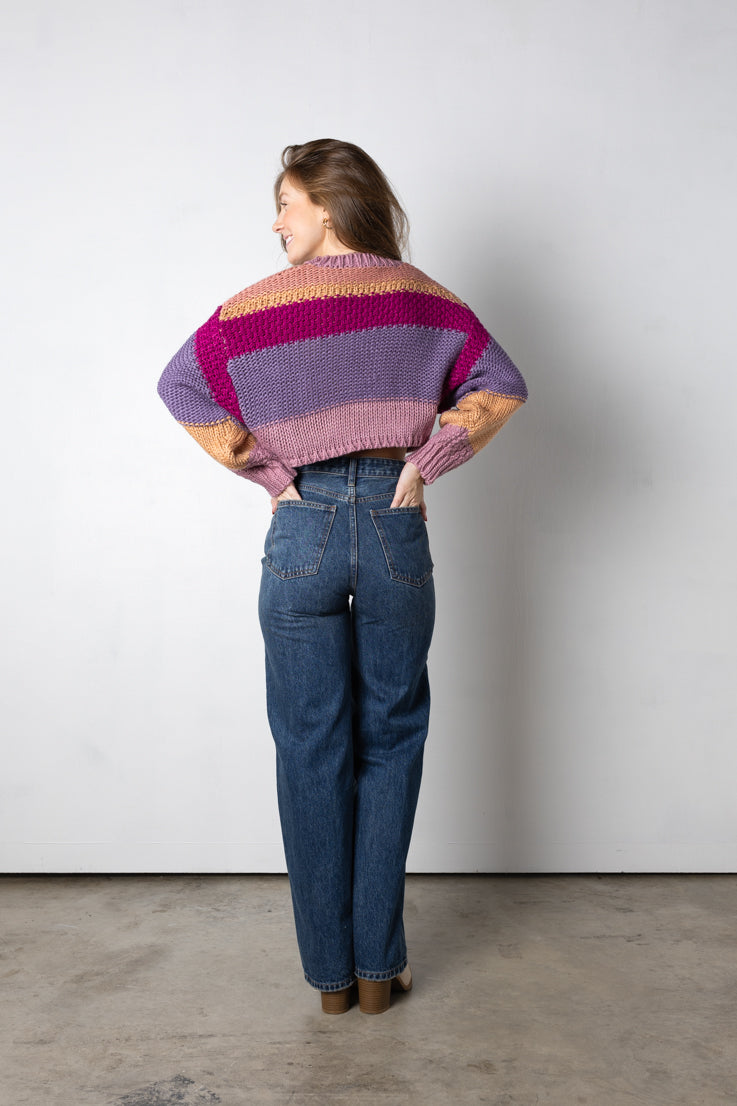 mauve colorblock sweater