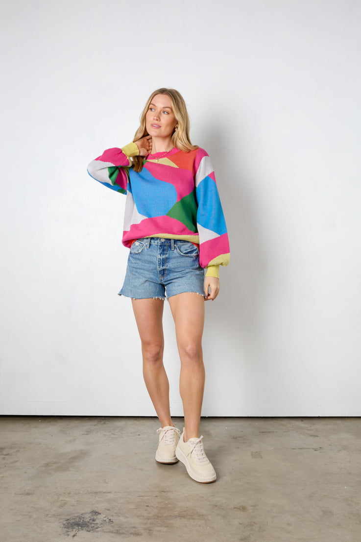 multi color geometric sweater