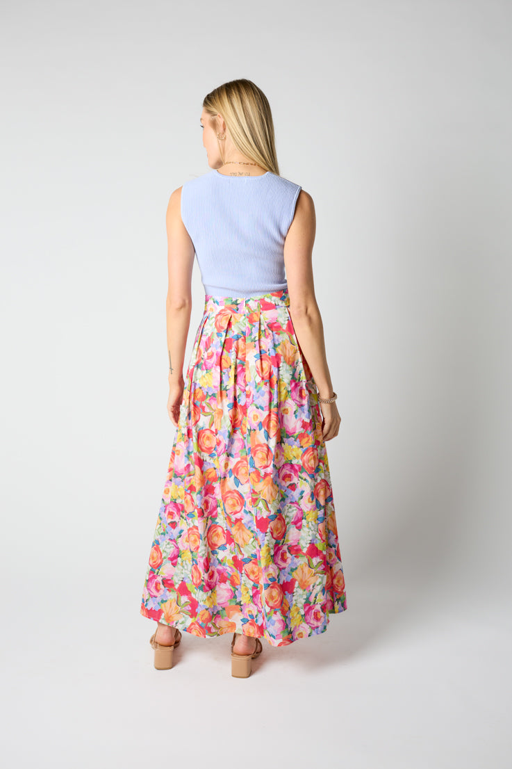 multicolor floral print maxi skirt