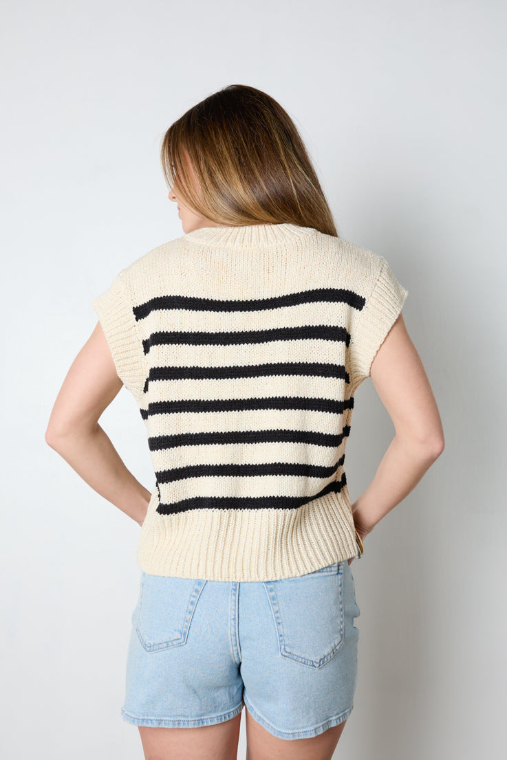 natural stripe sweater vest