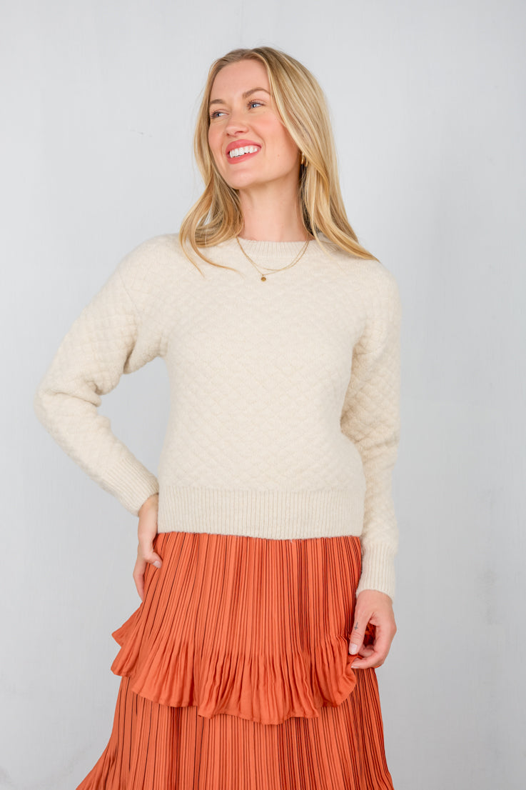 oatmeal quilted sweater