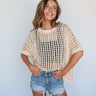 open knit tan top