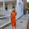 orange satin halter top