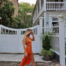 orange midi skirt
