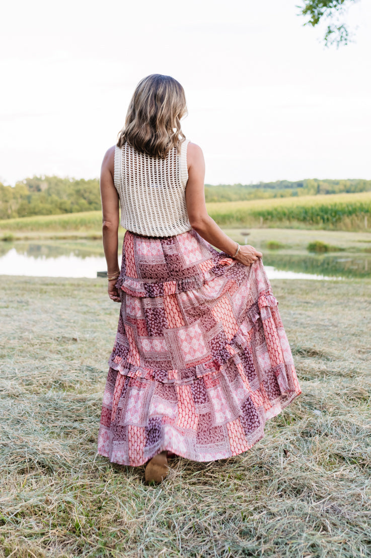 paisly patchwork maxi skirt
