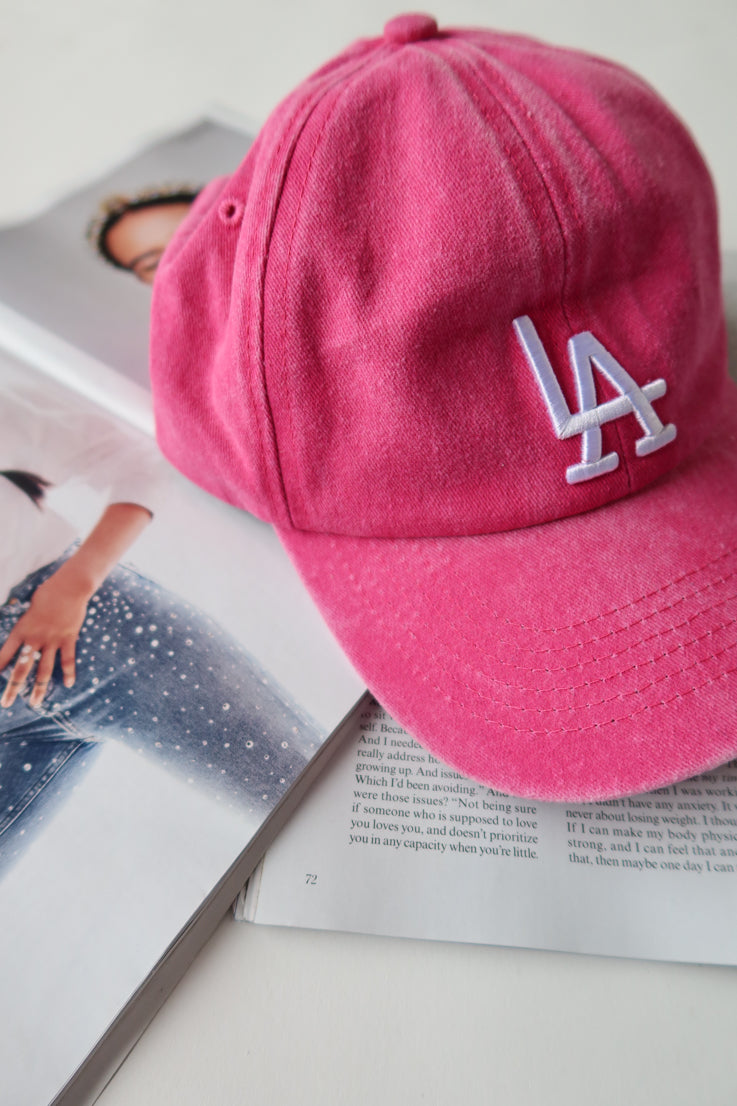 pink LA baseball hat
