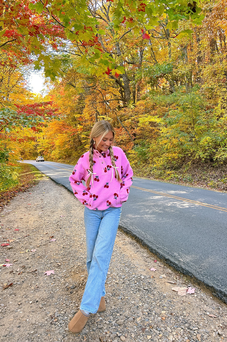 pink cherry pullover