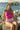 pink color-block strapless one piece swimsuit