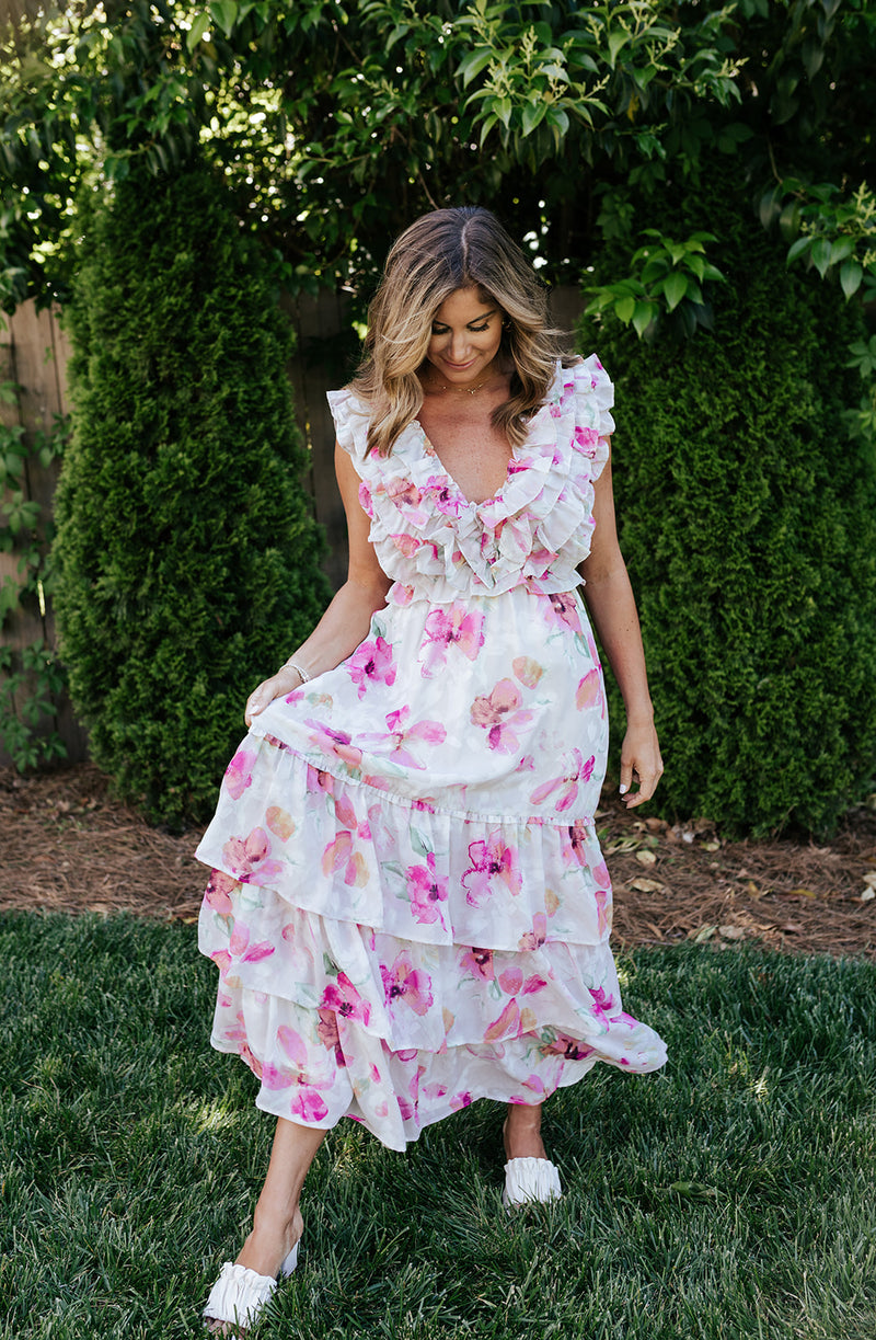 pink floral maxi dress