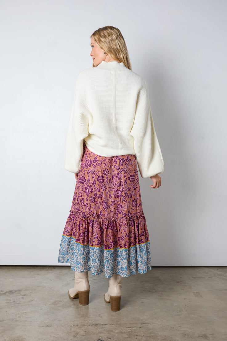 pink floral maxi skirt