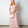 pink floral ruffle maxi dress