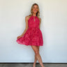 pink halter dress with tulle fabric