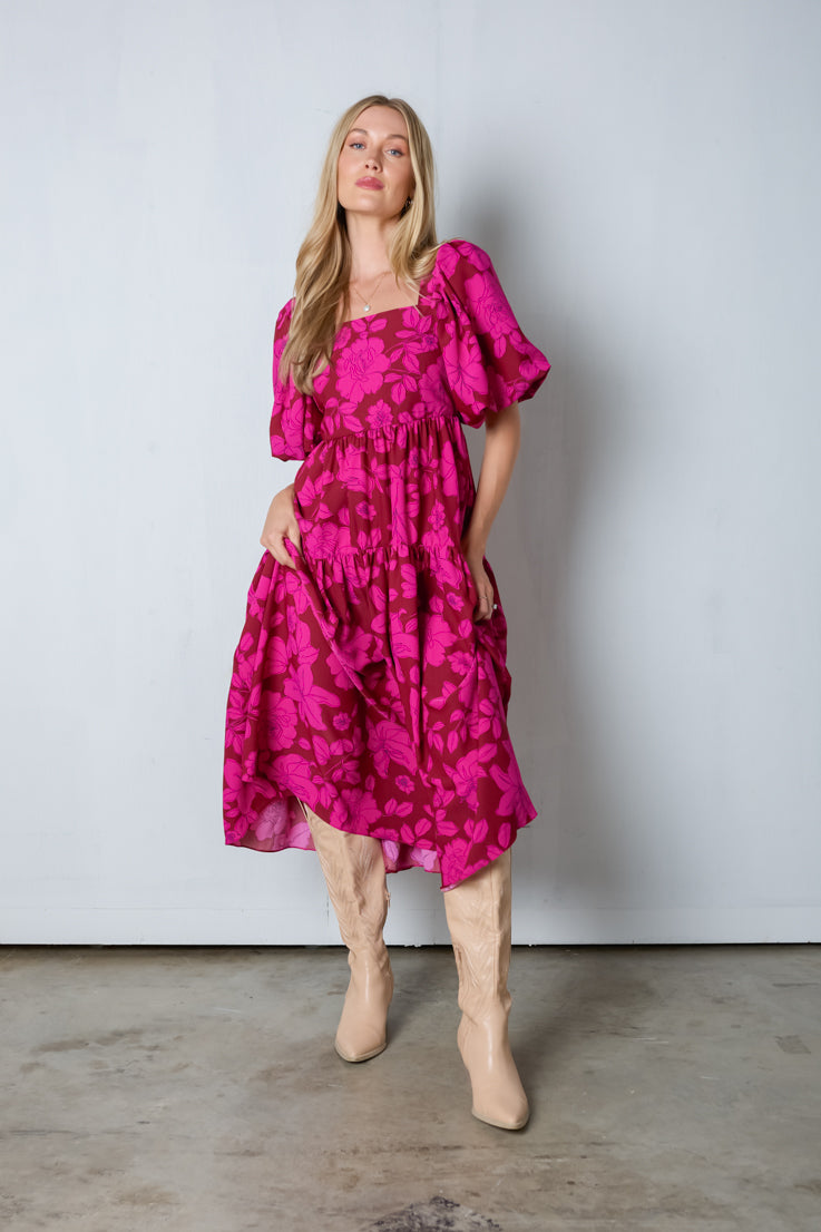 pink midi dress
