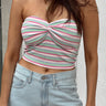 pink mint striped tube top