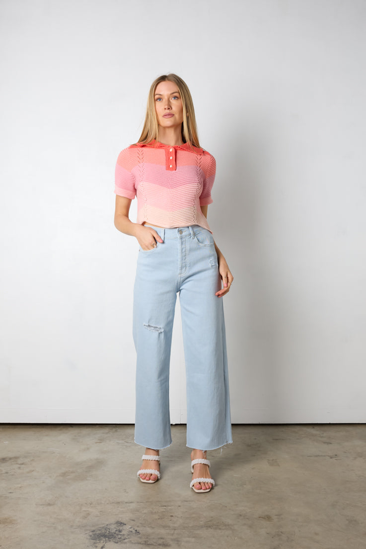 pink ombre polo top