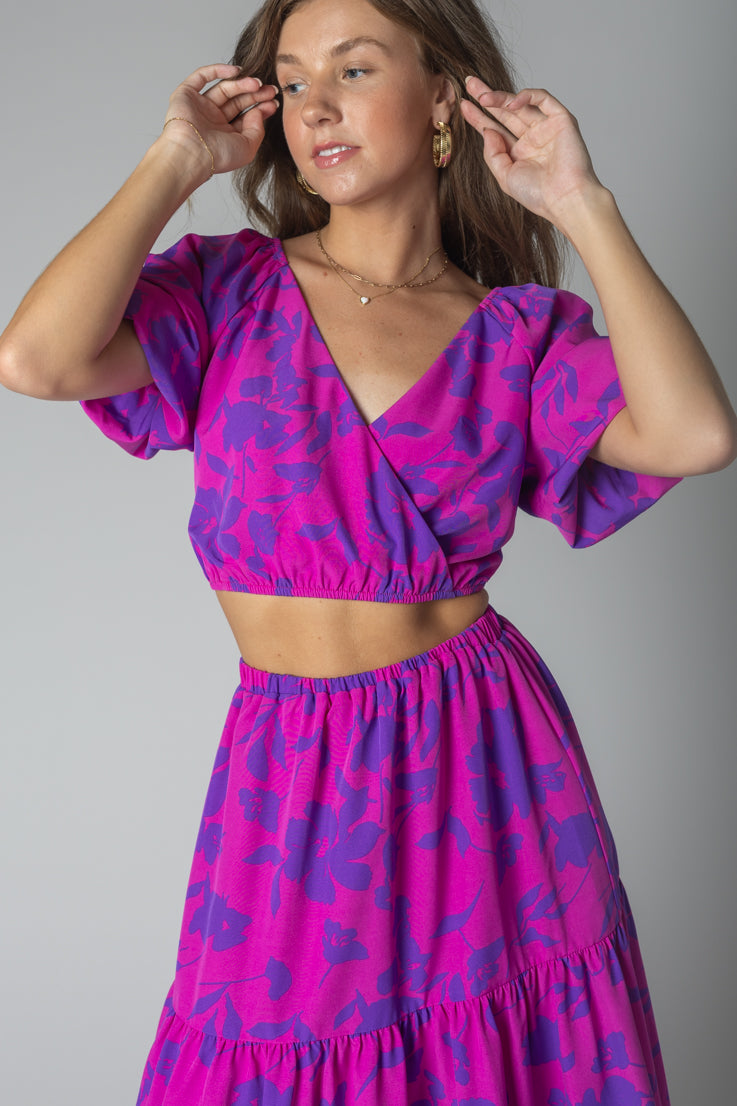 pink and purple floral set top