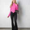 pink ribbed knit asymmetrical top