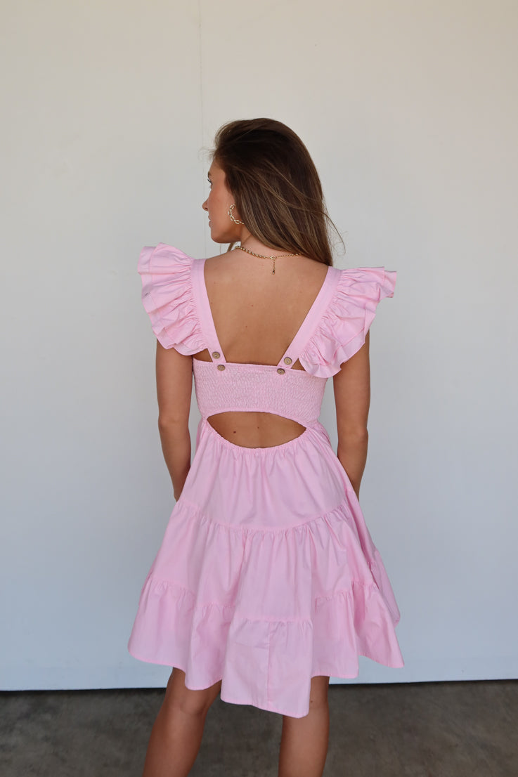pink smocked ruffle dress