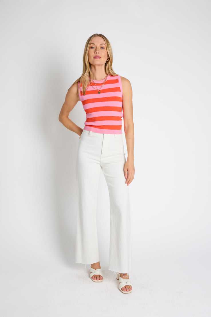 pink and red striped tank top