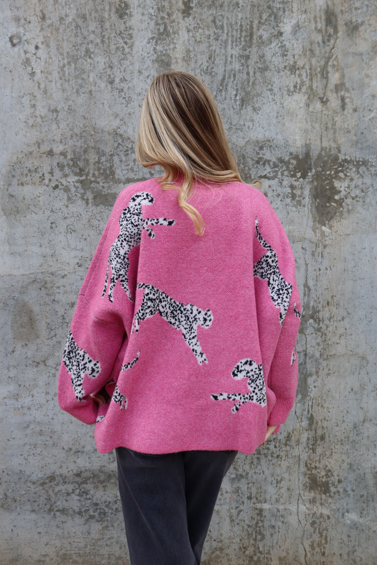 pink sweater leopard