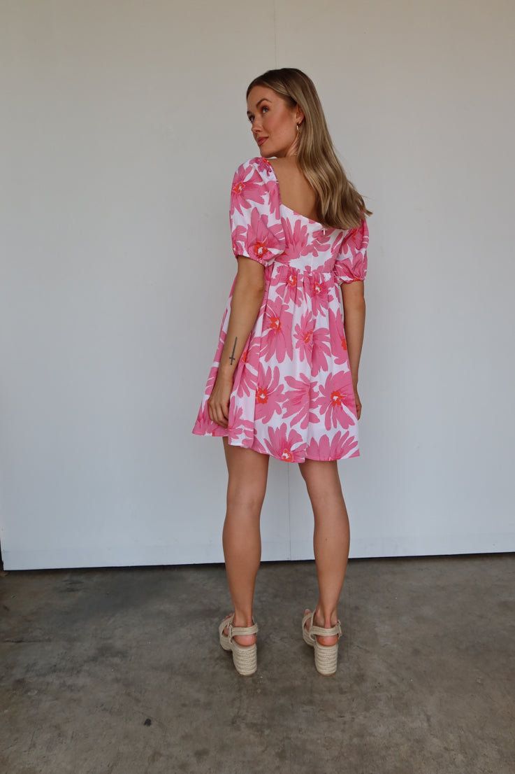 pink and white babydoll dress