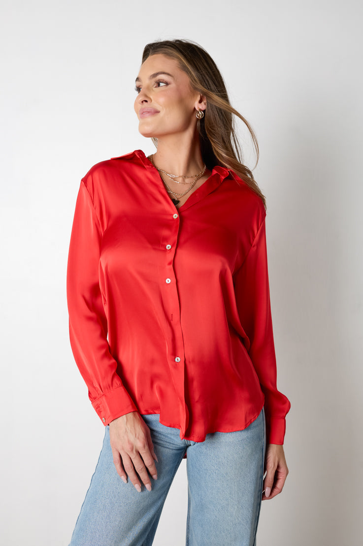 red button down top