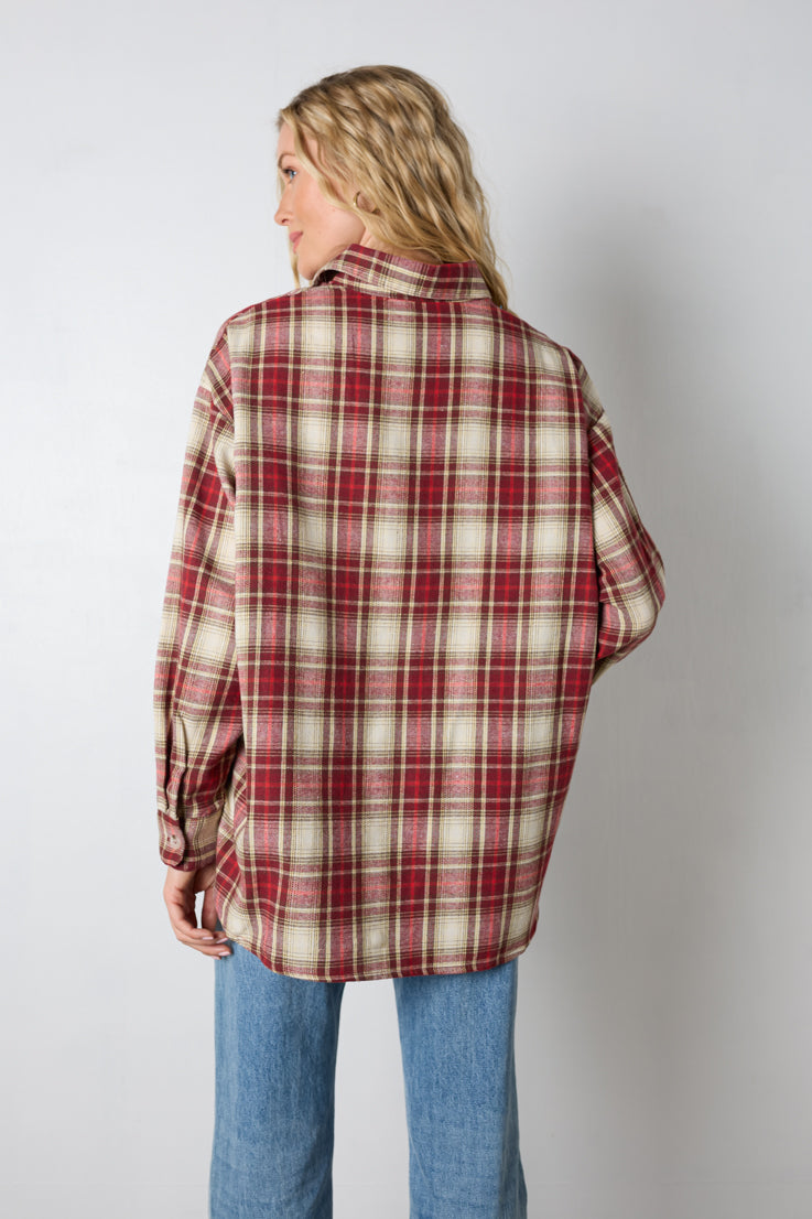 red plaid top