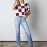 red white checkered knit top