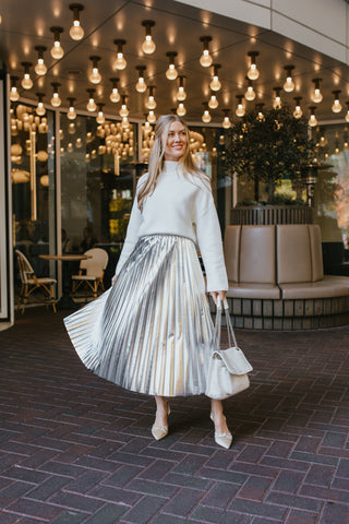 Silver pleated clearance skirt dress